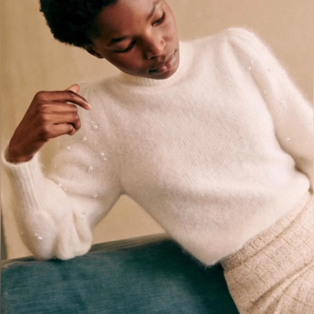 Sézane Ivory Kid Mohair Sweater, Size M, Like New